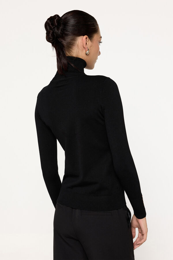 Milano Jersey básico cuello cisne entallado Negro