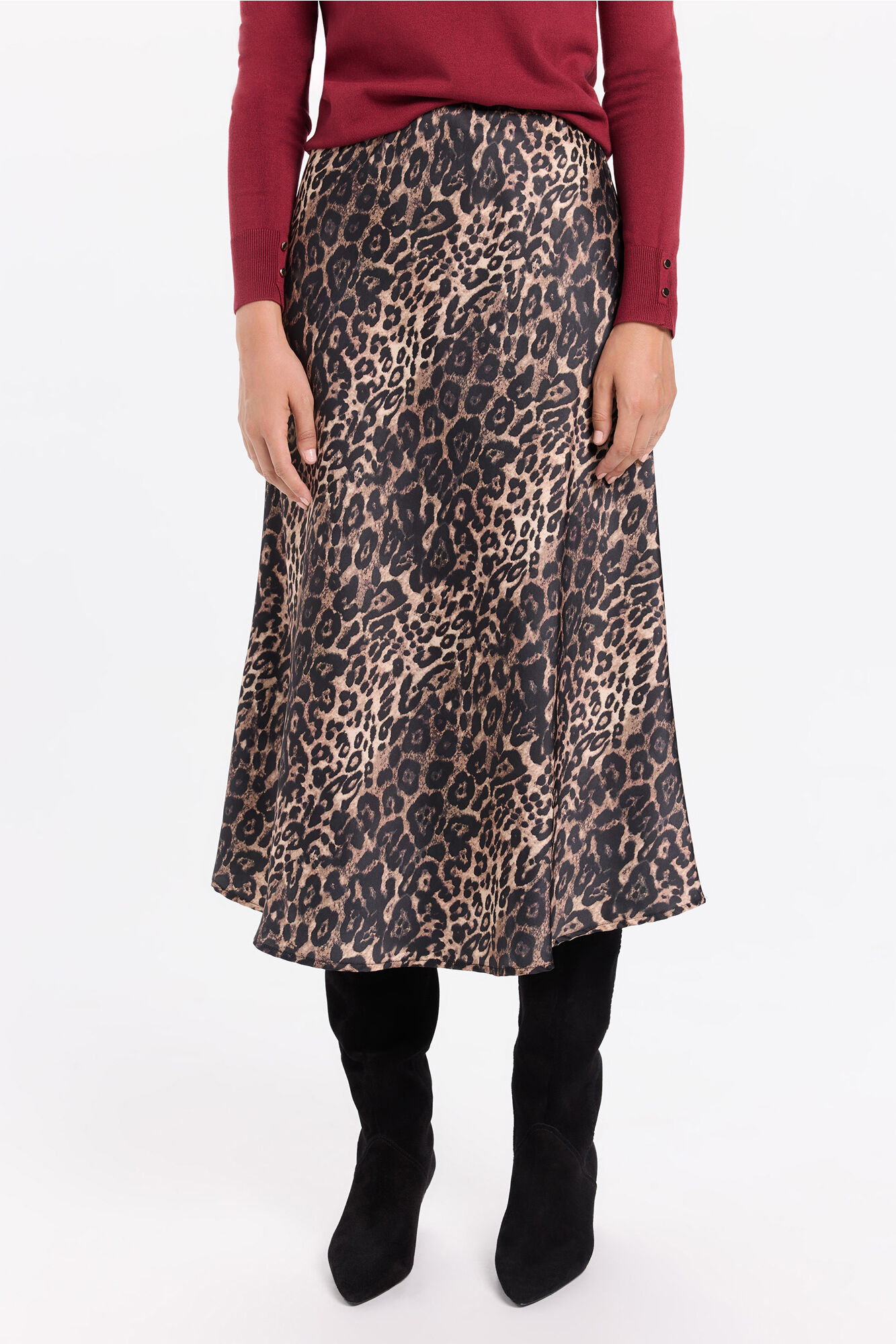 Milano Falda midi satinada animal print