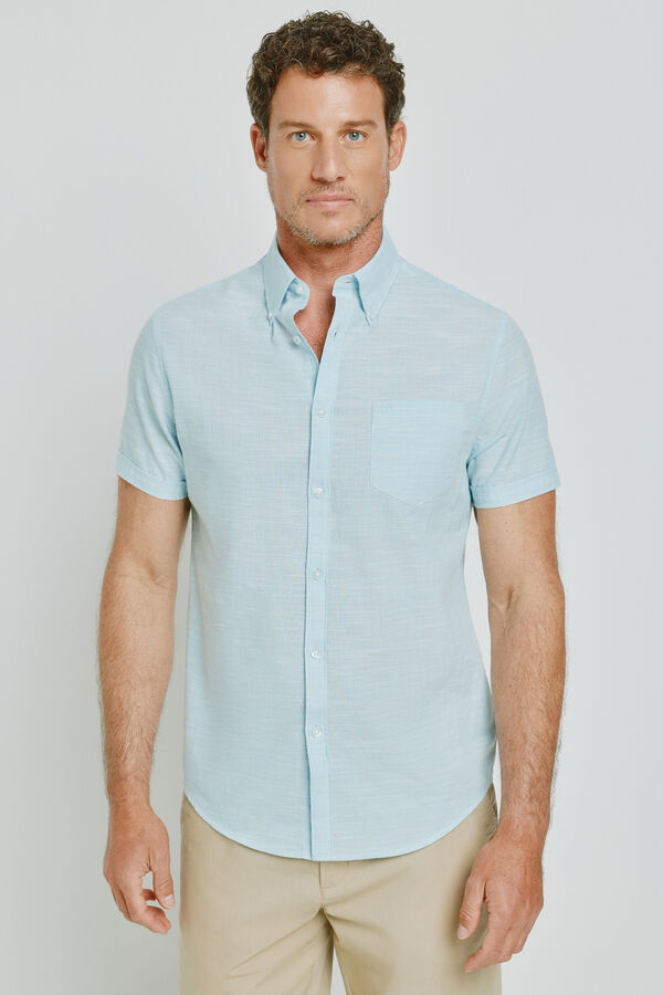 Milano Camisa lisa de manga curta Azul