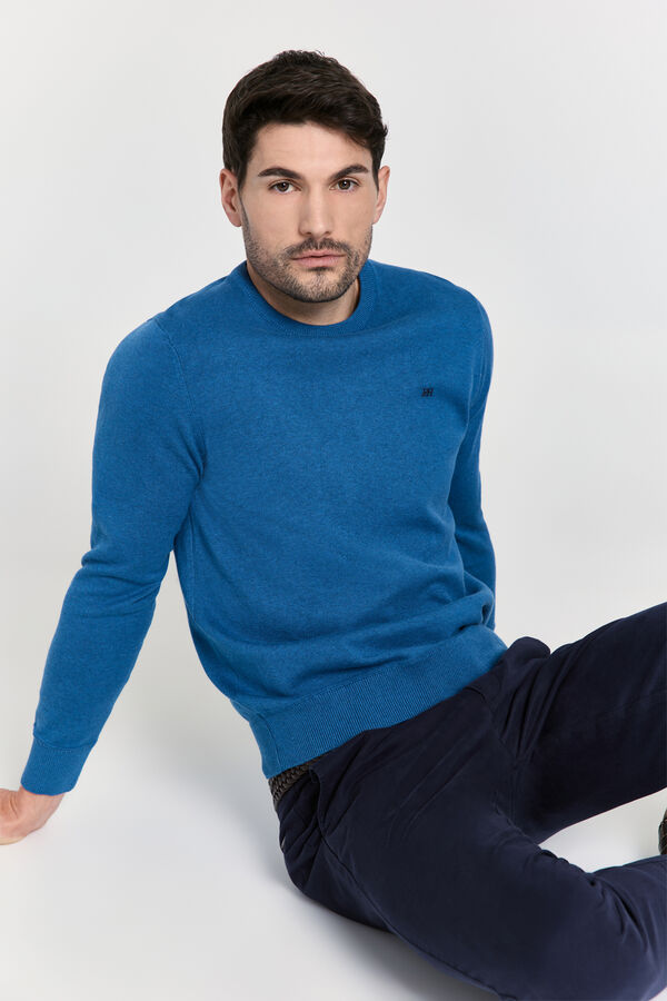 Pedro del Hierro Camisola básica gola caixa Azul
