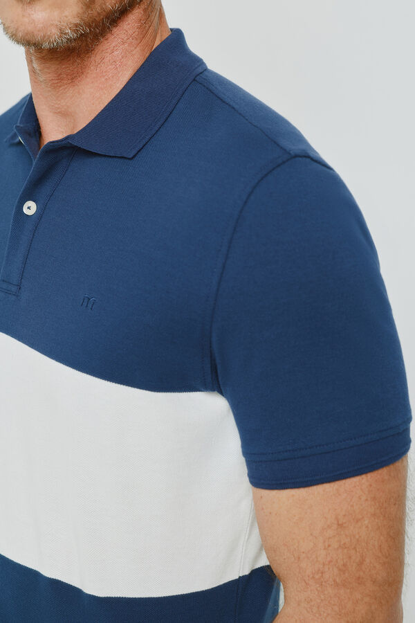 Milano Polo de riscas de manga curta Marinho