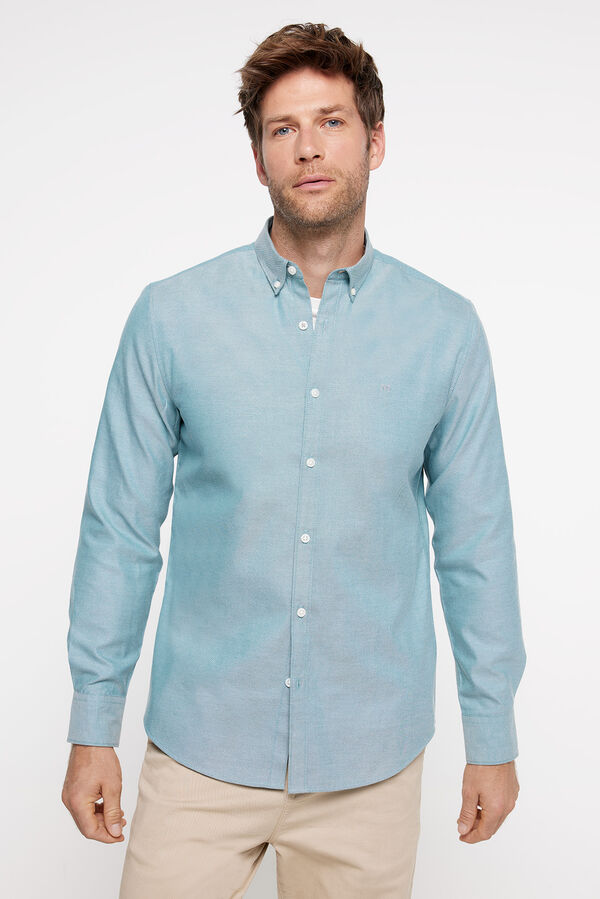Milano Camisa oxford riscas Verde escuro