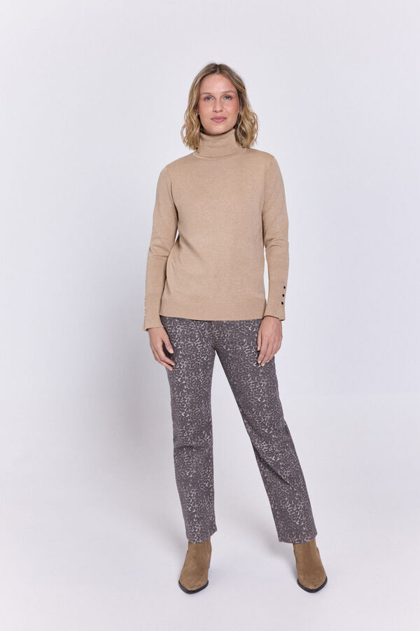 Milano Camisola de gola alta de viscose Camel