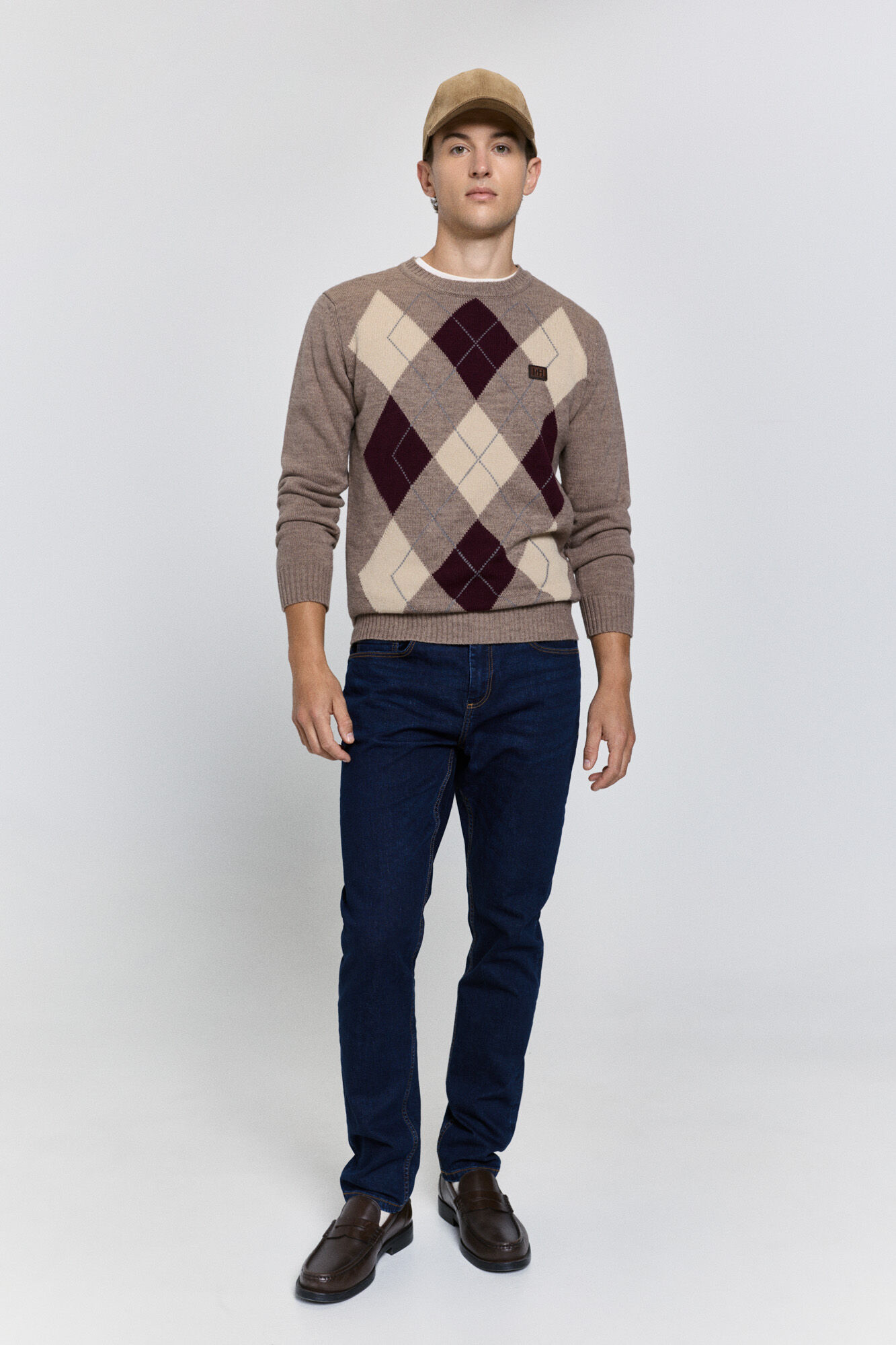 Pedro del Hierro Camisola de gola caixa redonda em formato de diamante