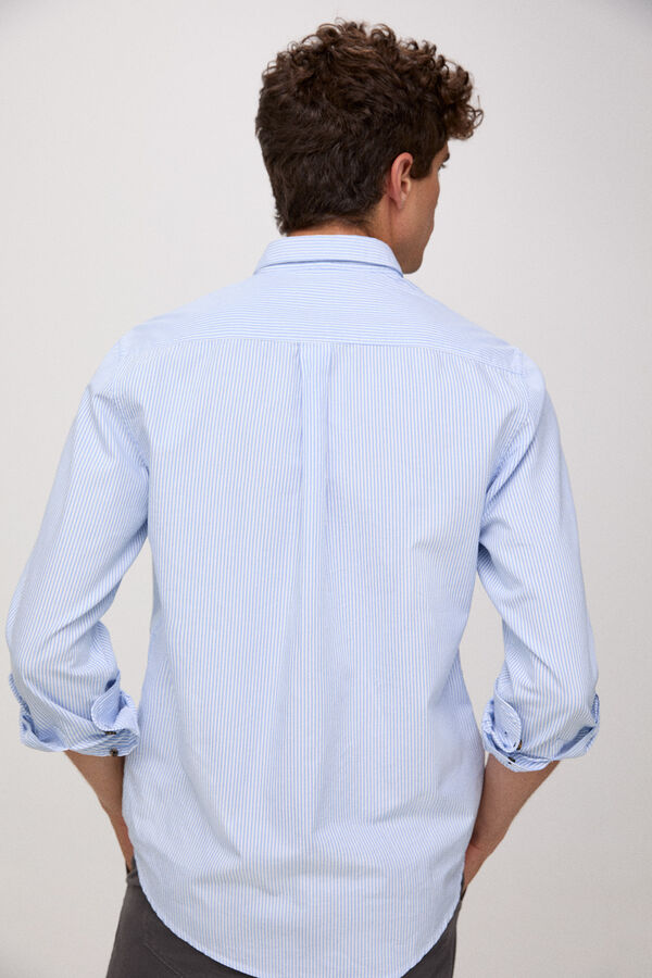 Fifty Outlet Camisa Oxford Riscas Estampado azul