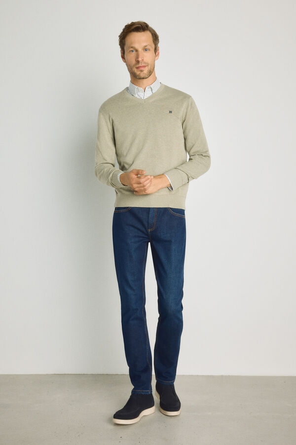 Pedro del Hierro Camisola gola em bico C&aacute;qui