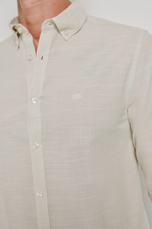 Milano Camisa lisa de manga comprida Cinza claro