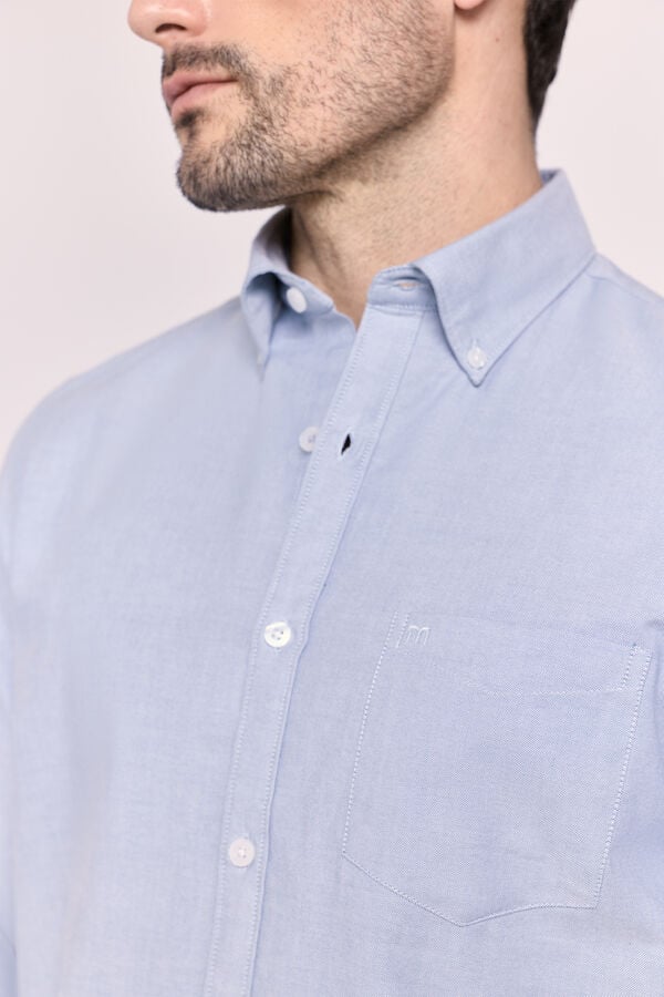 Milano Camisa lisa manga comprida Azul claro