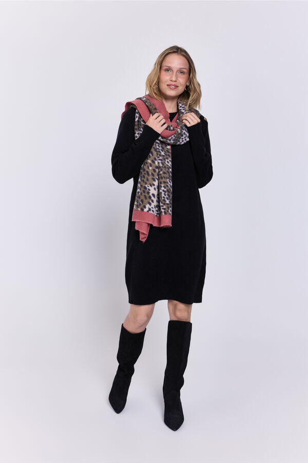 Milano Vestido malha com gola caixa Preto