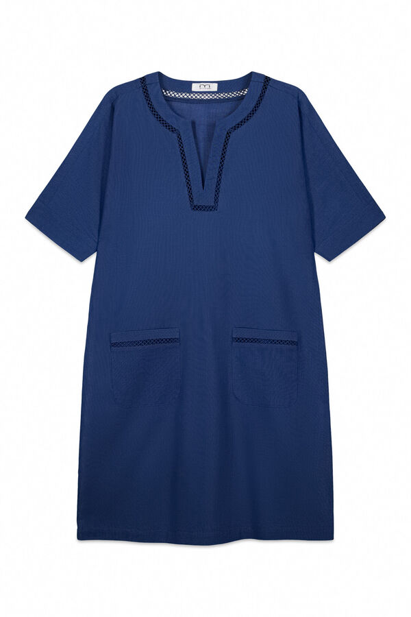 Milano Camisola larga bordada Azul Oscuro