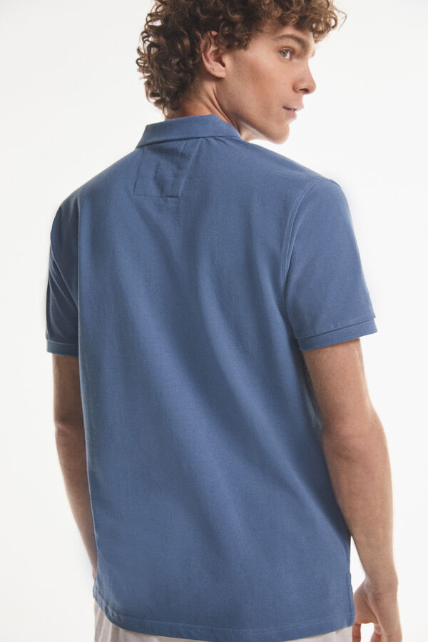 Fifty Outlet Polo pique 100% algodón efecto lavado Azul