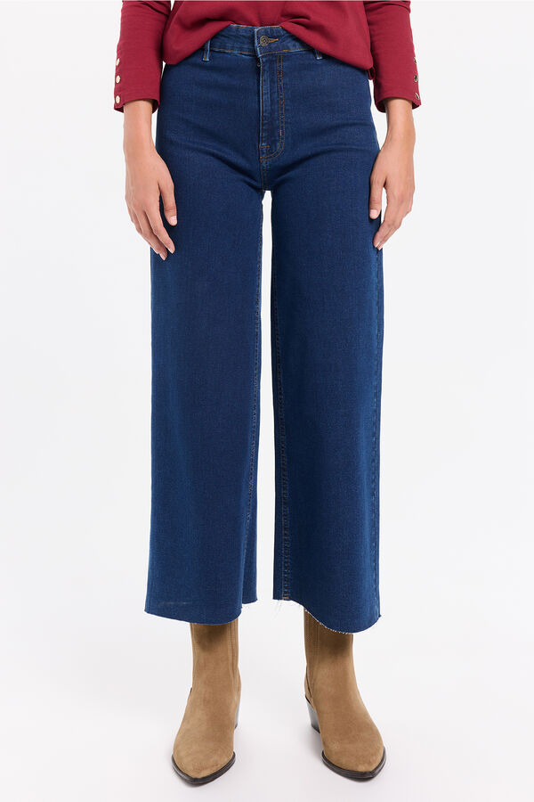 Milano Calça jeans culotte de cintura alta Azul