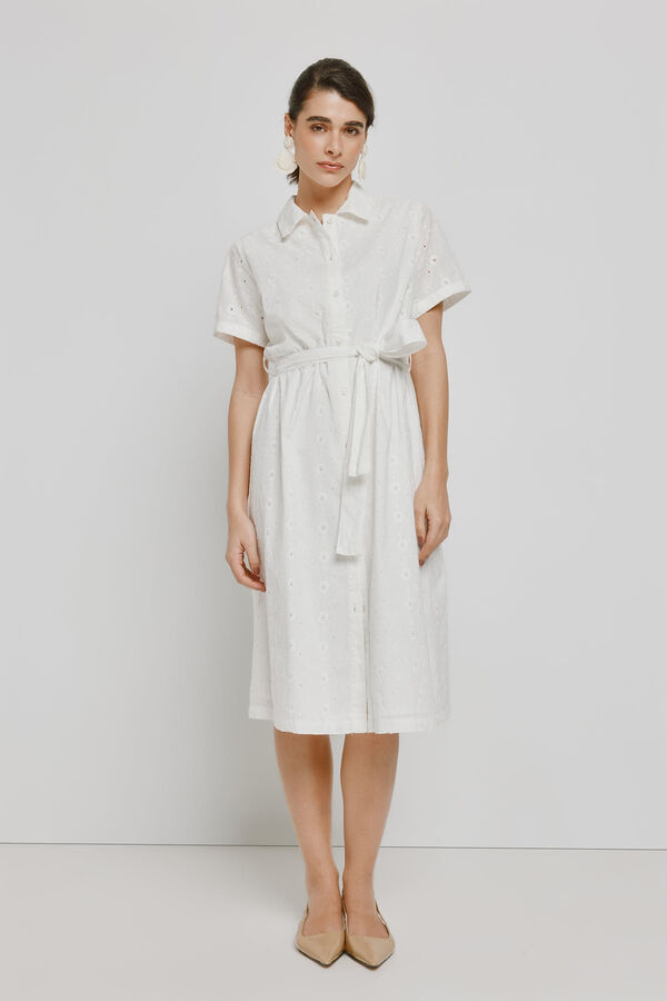 Milano Vestido denim escote pico Marfil