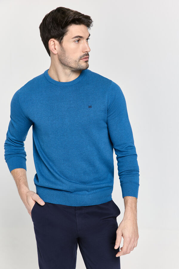 Pedro del Hierro Camisola básica gola caixa Azul