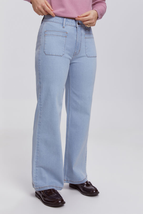 Milano Pantal&oacute;n denim pierna ancha Azul