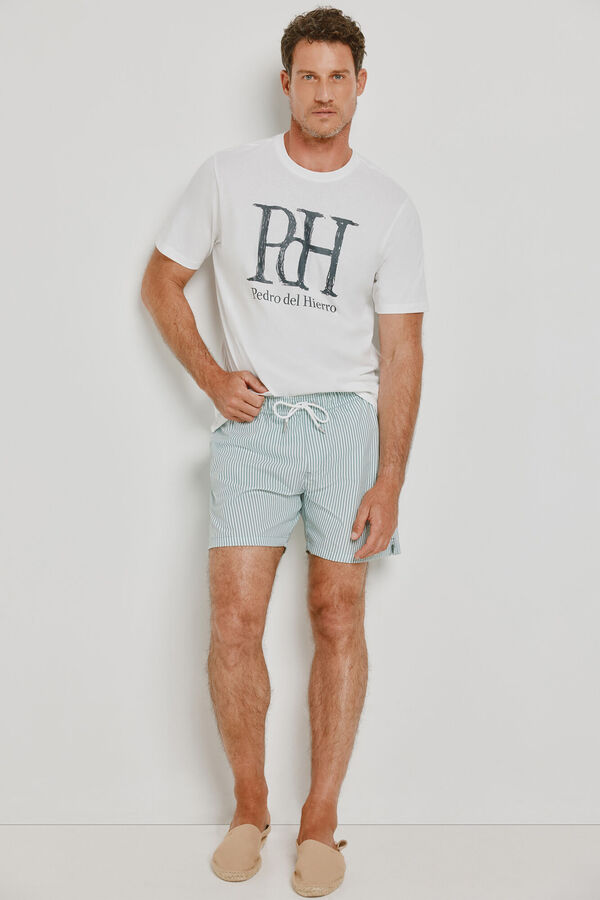 Pedro del Hierro Fato de banho &agrave;s riscas Azul
