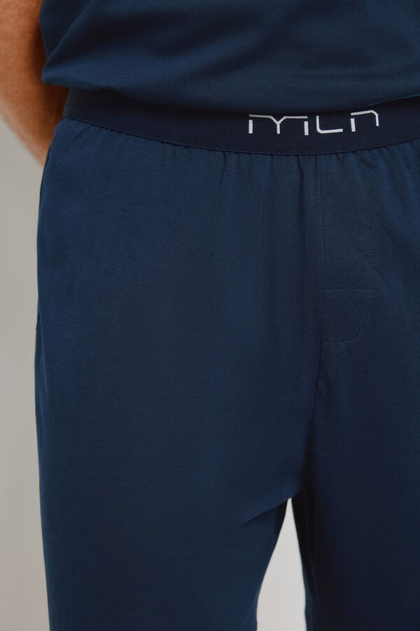 Milano Pijama de malha e tecido Marinho