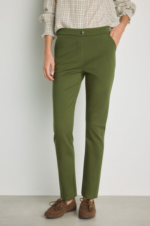 Milano Cal&ccedil;a slim fit confort&aacute;vel Verde