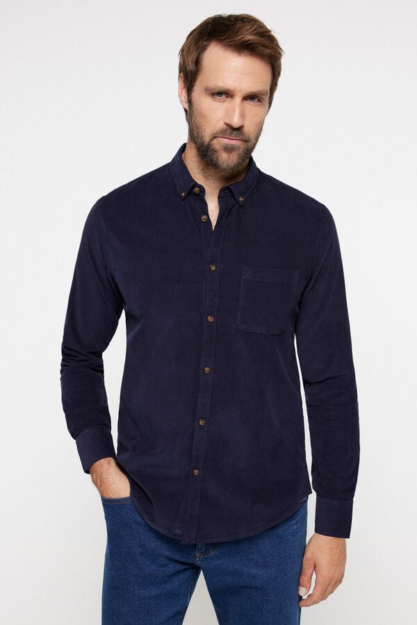 Milano Camisa Microbombazina Lisa Marinho