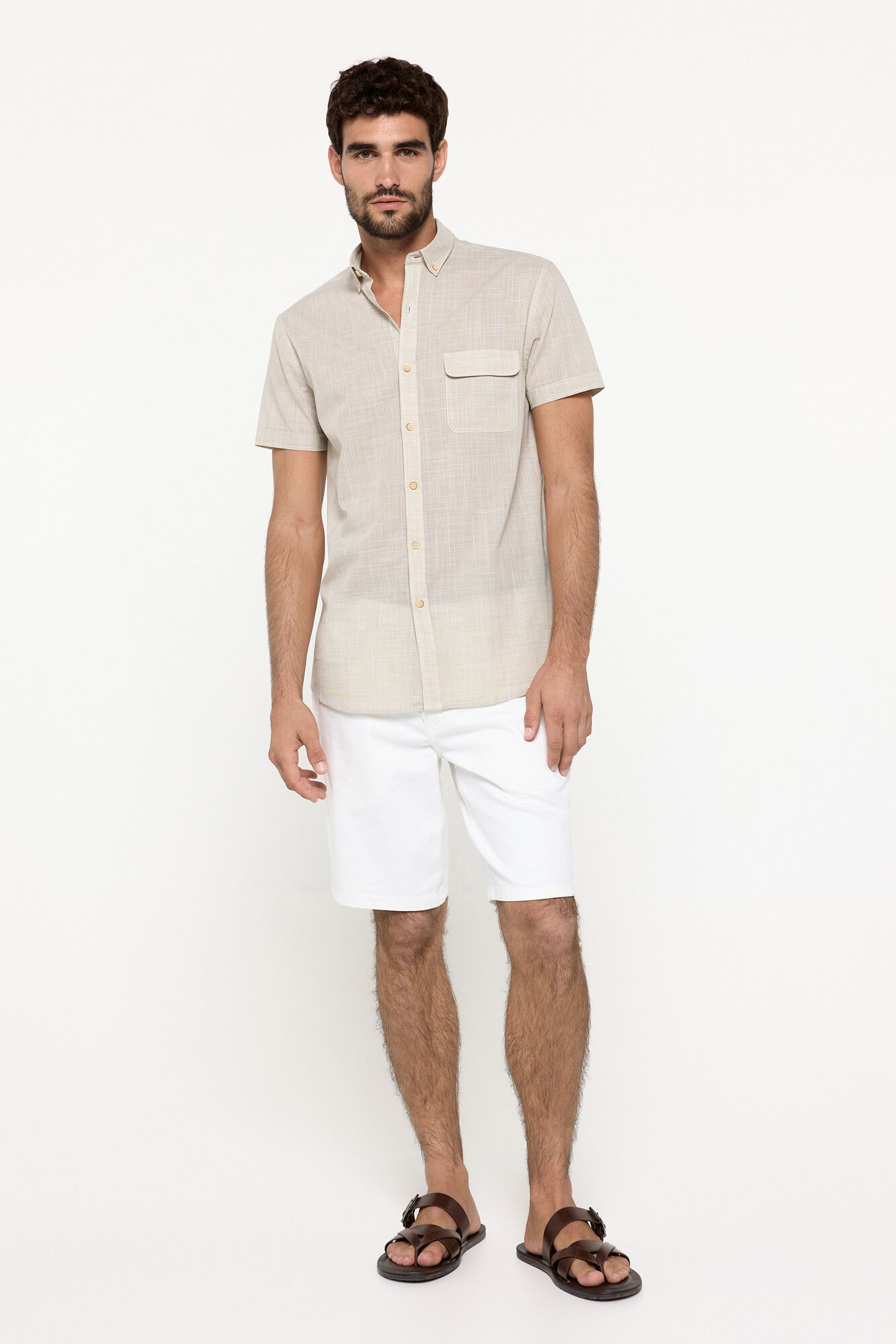 Milano Camisa malha slub lisa