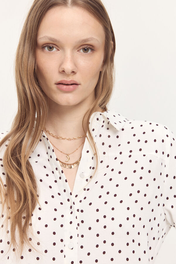 Milano Camisa fluida. Estampado branco