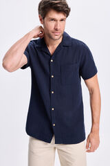 Milano Camisa de lapela curta Marinho