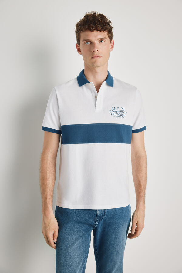 Milano Polo de riscas de manga curta Branco