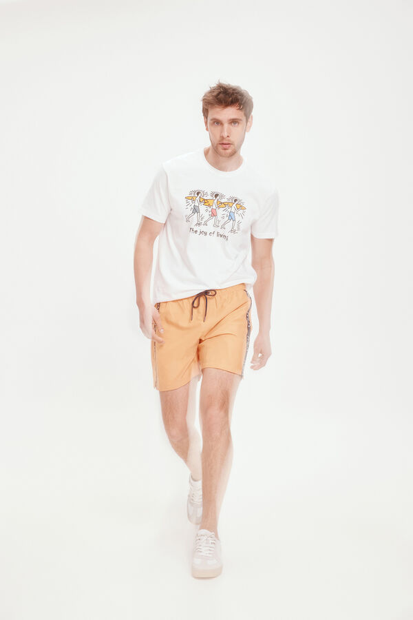 Milano Maiô liso com fita Milano lateral Laranja