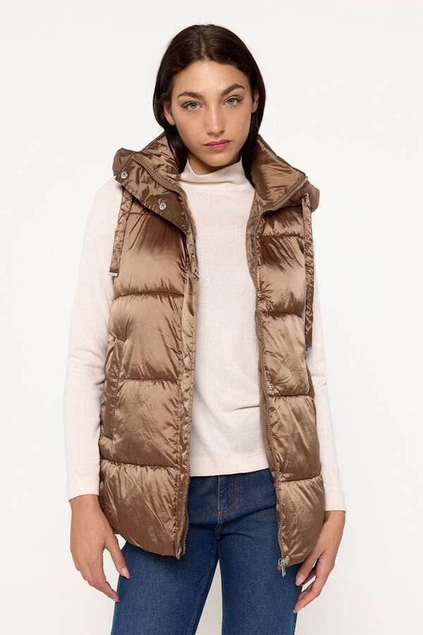 Milano Chaleco plumífero acolchado con capucha Beige/Camel