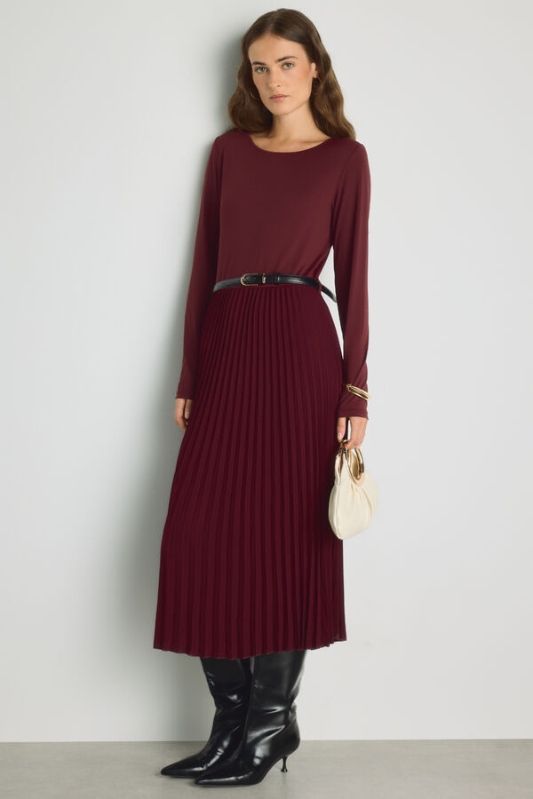 Milano Vestido cuello redondo Granate