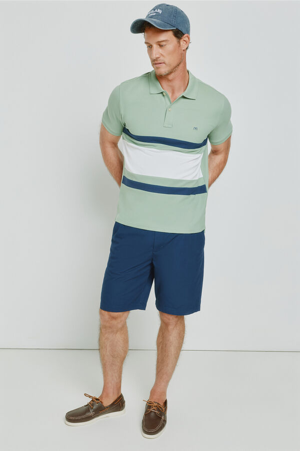 Milano Polo rayas manga corta Verde
