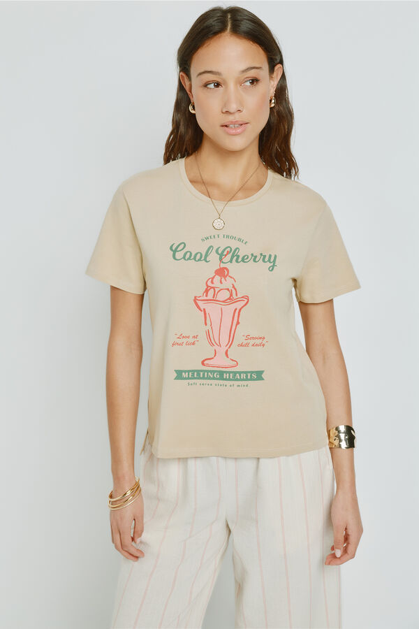 Milano T-shirt estampada de manga curta Bege