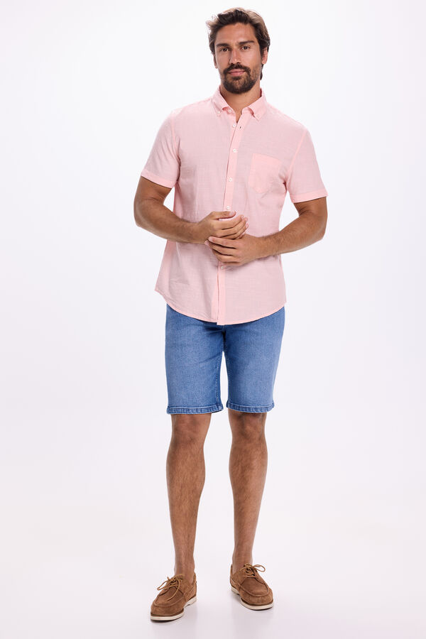 Milano Camisa malha slub lisa Rosa