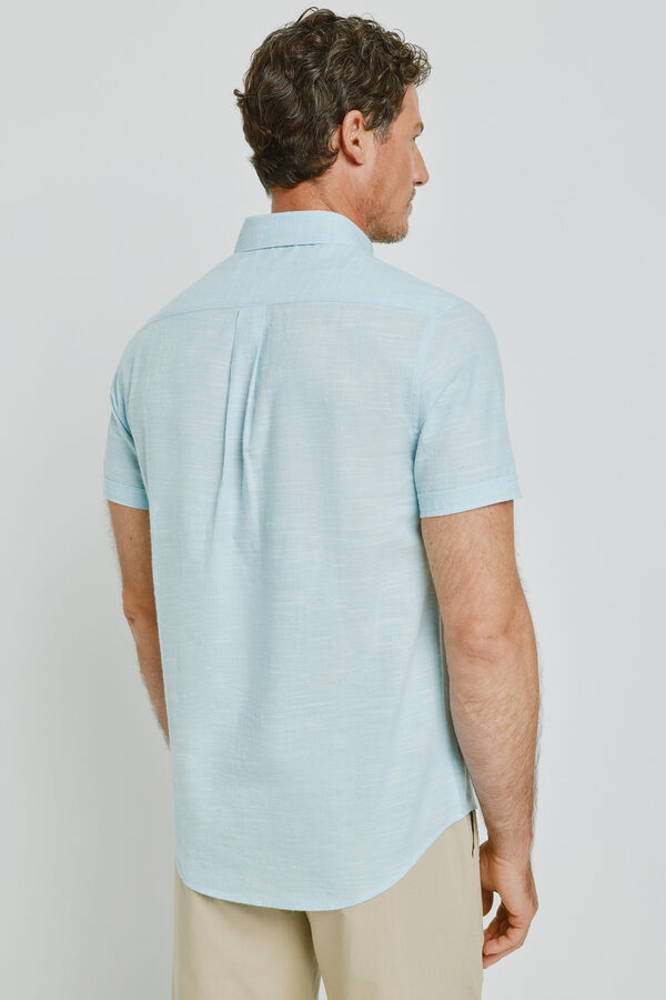 Milano Camisa lisa de manga curta Azul