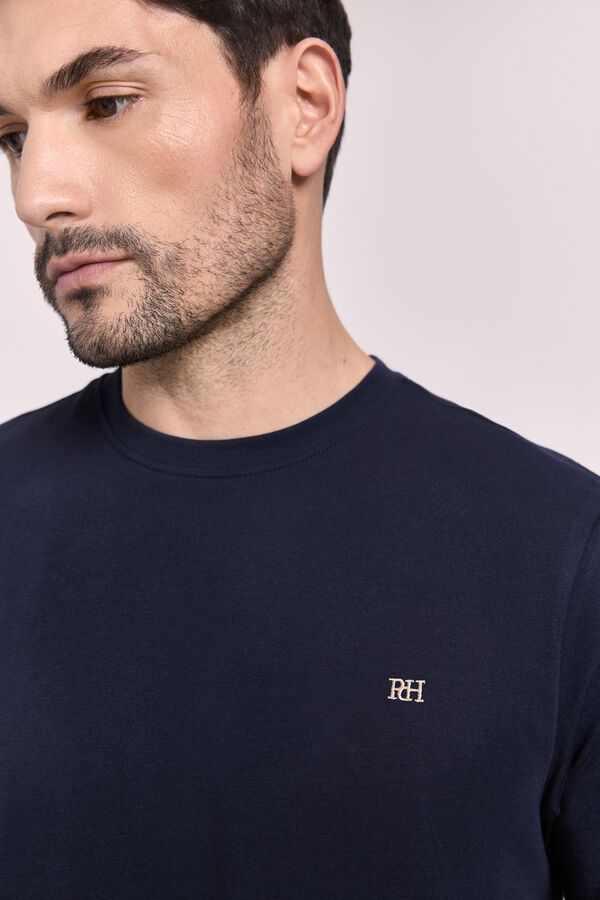 Pedro del Hierro Camiseta b&aacute;sica con logo bordado Navy