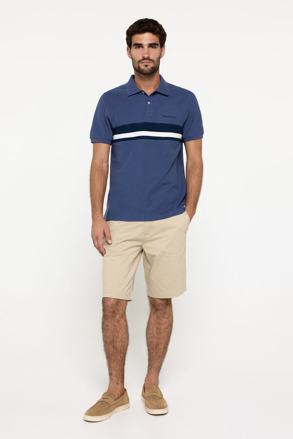 Fifty Outlet Polo piqué cortado e costurado PdH Azul