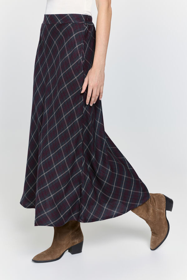Falda midi evasé de cuadros