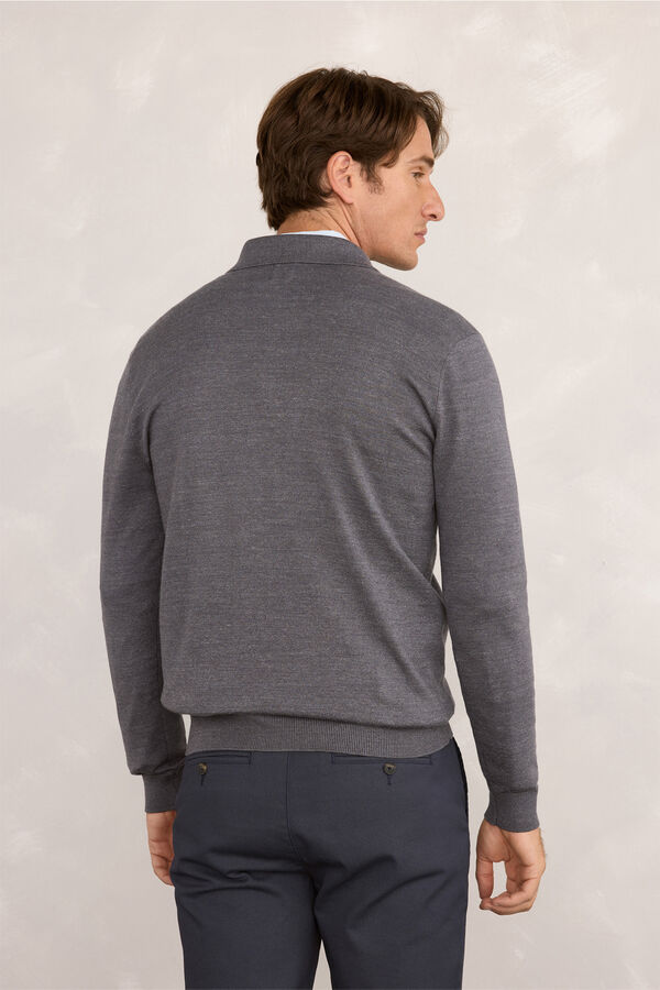 Milano Jersey Polo Botones Gris Oscuro