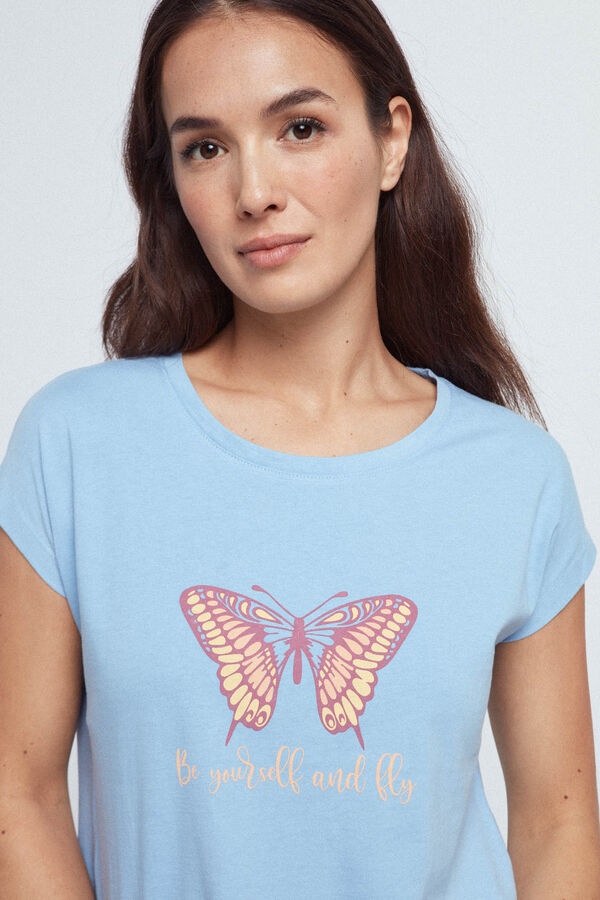 Fifty Outlet Pijama curto borboletas Azul claro