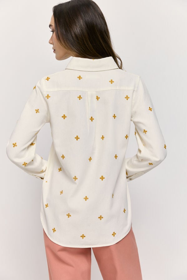 Milano Camisa denim con bordado Marfil