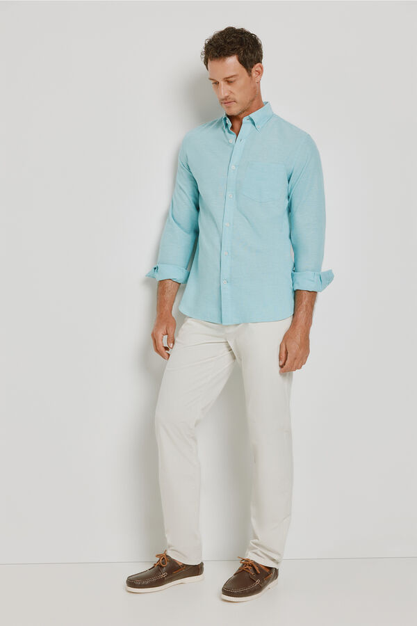 Pedro del Hierro Camisa lisa de manga comprida Azul turquesa