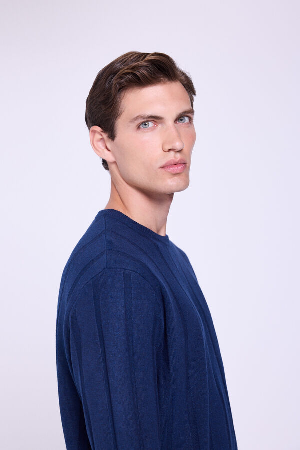 Milano Jersey Básico Rib Cuello Redondo Navy