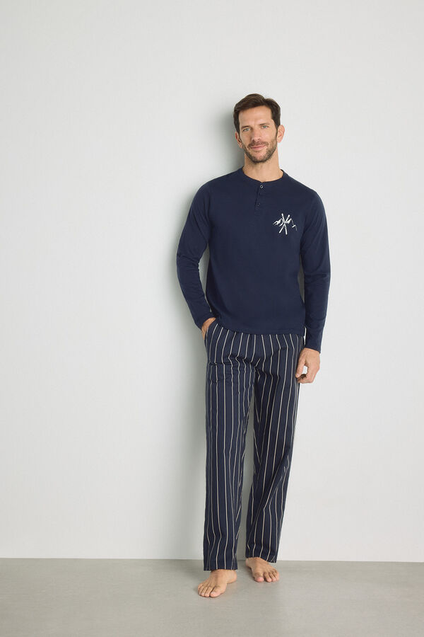 Milano Pijama punto y tela Navy