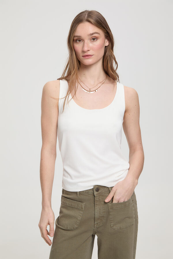 Milano T-shirt el&aacute;stica com al&ccedil;as largas Branco