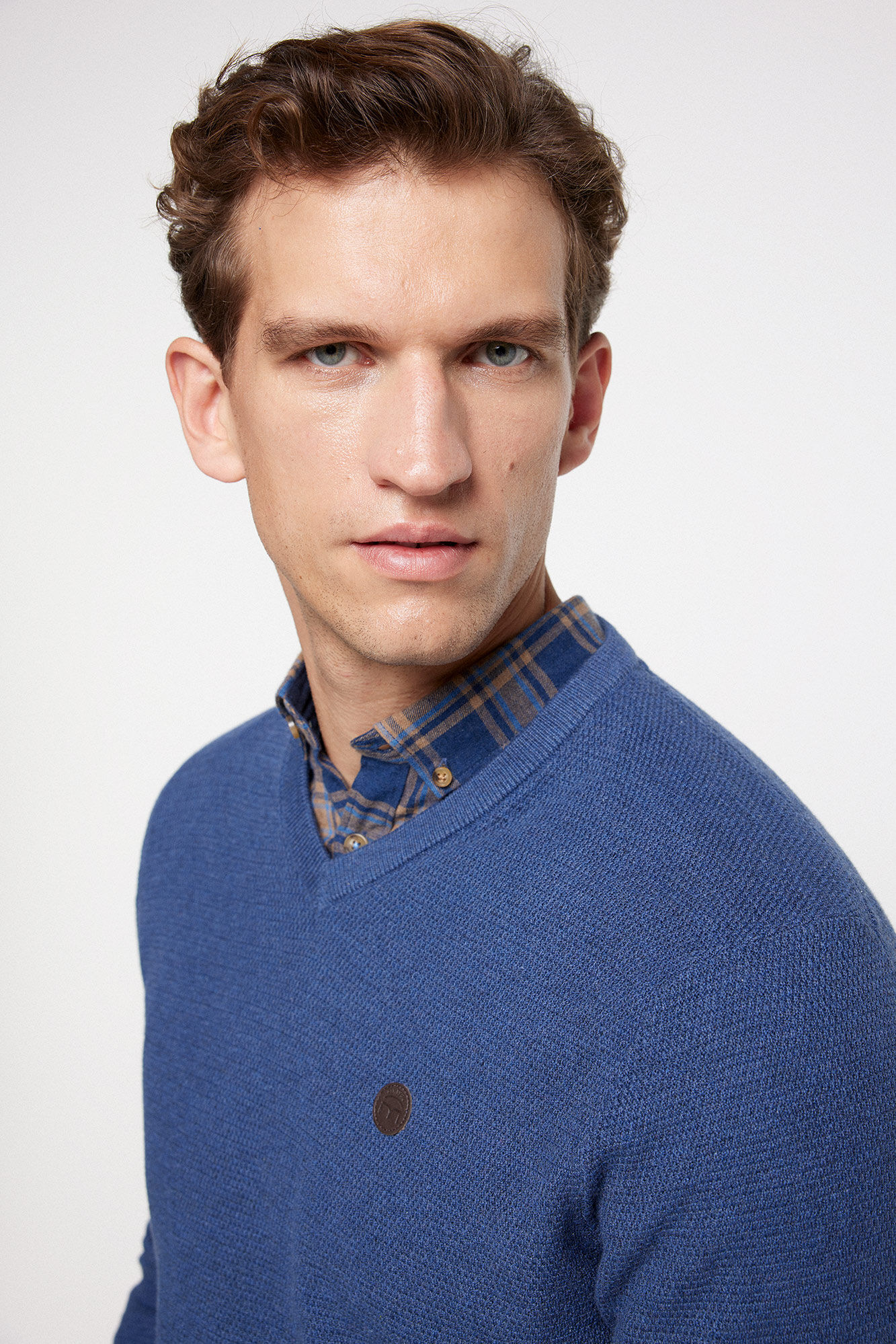 Milano Camisola com decote em V e microestrutura.