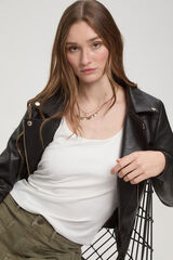 Milano T-shirt el&aacute;stica com al&ccedil;as largas Branco