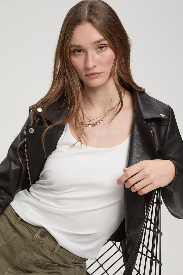 Milano T-shirt el&aacute;stica com al&ccedil;as largas Branco