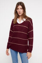 Milano Camisola riscas com l&uacute;rex Bordeaux