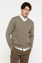 Milano Jersey b&aacute;sico cuello pico Kaki