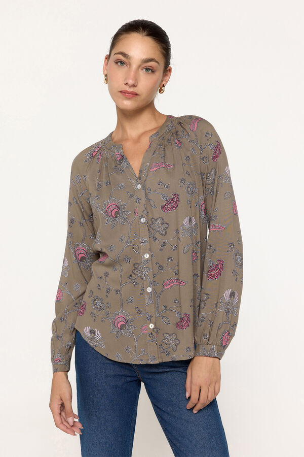 Milano Blusa decote bico Estampado verde